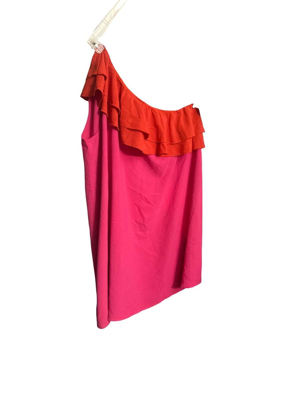 One-Shoulder Colorblock Ruffled Mini Dress - Picture 2 of 3